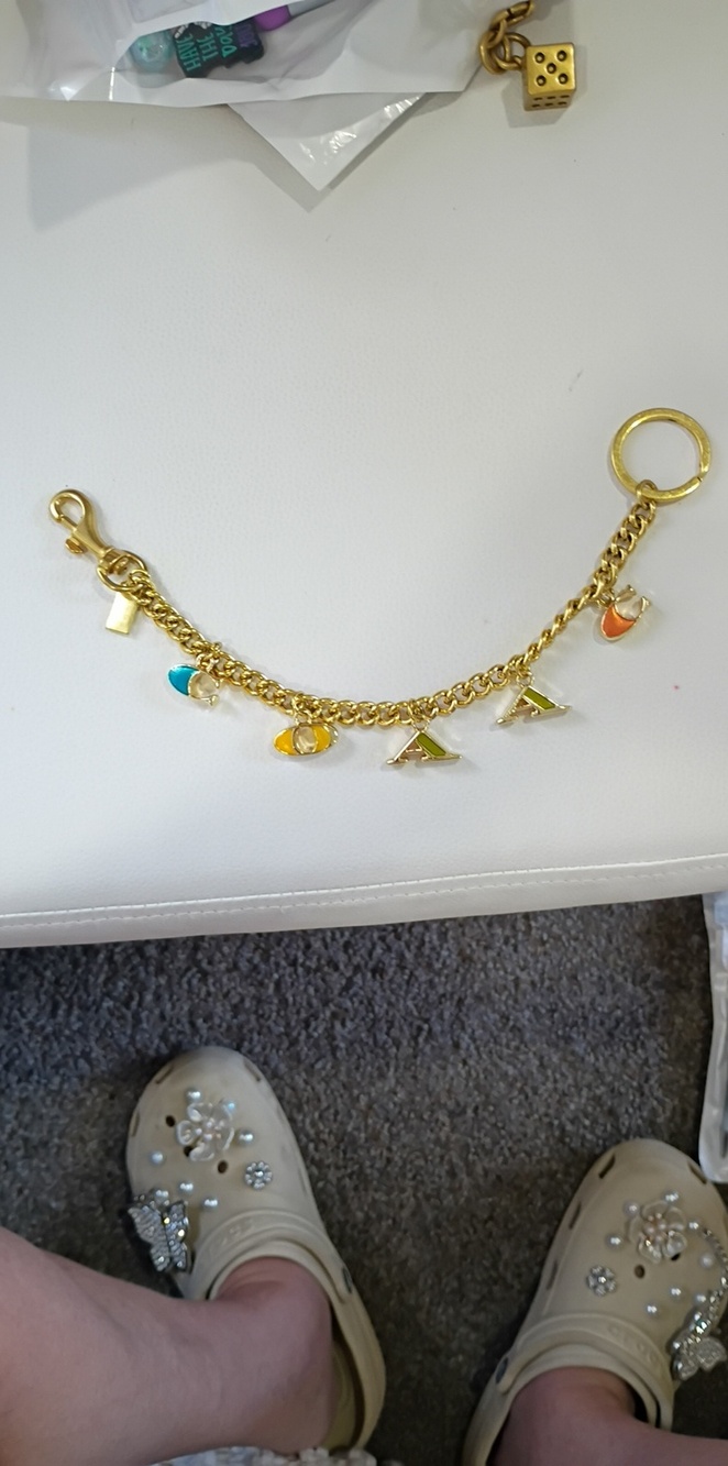 Gold Charm Bag Bracelet with Multicolor Enamel Accents